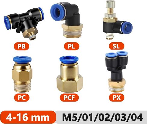 PX تركيب موصل هوائي 10/12/14/16 مللي متر الموضوع M5 3/4 "1 2 طريقة خرطوم تركيبات الأنابيب موصلات سريعة 1 قطعة (4 مللي متر ، 1/4") in Kuwait
