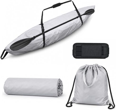 Kayak Cover of 600DWaterproof, Kayak Covers for Outdoor Storage Suitable for 9.3-10.5ft Length, Grey Kayaks Storage Bag for Kayak-Driver in Kuwait