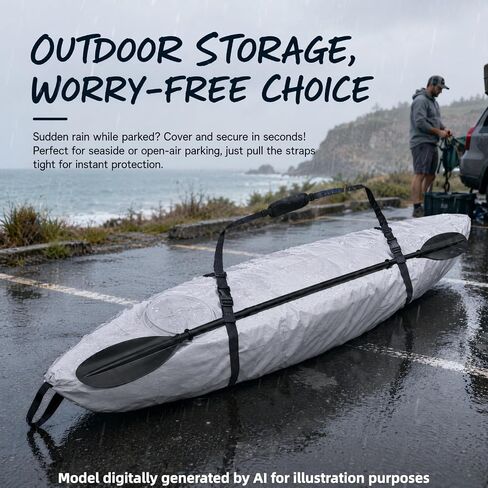 Kayak Cover of 600DWaterproof, Kayak Covers for Outdoor Storage Suitable for 9.3-10.5ft Length, Grey Kayaks Storage Bag for Kayak-Driver in Kuwait