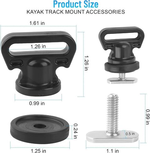 GDW Kayak Track Mount Vertical Tie Downs - Vertical Tie Downs for Securing Cooler, Crate, and Other Kayak Rail Mount Accessories （ 4 Pack ） in Kuwait