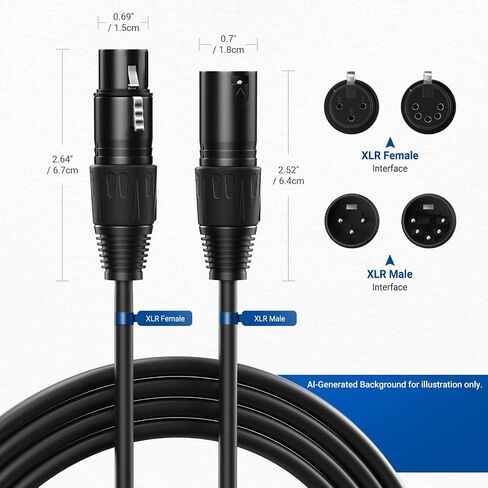 NEEWER XLR 3 Pin Male to XLR 5 Pin Female & 3Pin Female to 5Pin Male Audio Adapter Cables, 1 ft (30 cm), 2 Pack Converter Cords Set for Microphones DMX Stage Lights Mixers, MS028 in Kuwait