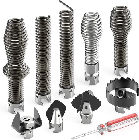 10-Piece Drain Cleaning Kit, Clog Removal Set with Heavy-Duty Plunger, Auger Snake, Wrench & Tools for 5/16-inch to 3/4-inch Drain Snake Cable – for Sink, Toilet, Shower & Drainpipes in Kuwait