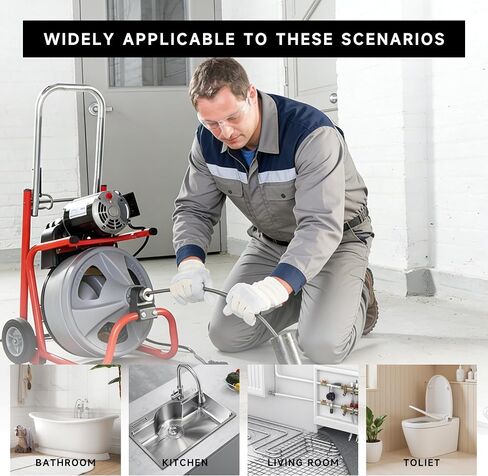 10-Piece Drain Cleaning Kit, Clog Removal Set with Heavy-Duty Plunger, Auger Snake, Wrench & Tools for 5/16-inch to 3/4-inch Drain Snake Cable – for Sink, Toilet, Shower & Drainpipes in Kuwait