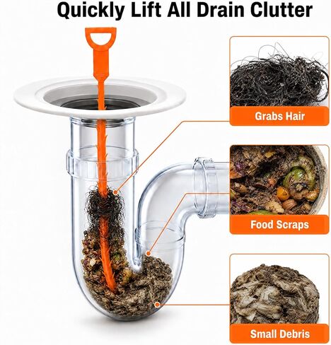 Drain Auger Cleaner Tool Set: 24 inches Clog Remover (1pcs) & 20 inches Drain Snake Hair Remover (5pcs) - Flexible for Toilet Sink Tub Sewer 6 Pack in Kuwait