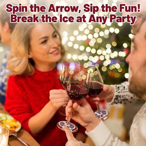 لعبة Wine Not Spin - لعبة ممتعة للحفلات الدوارة من كأس النبيذ، 12 قطعة من ألعاب الشرب القابلة لإعادة الاستخدام لحفلات العزوبية، وليالي الفتيات، والأزواج، وتجمعات محبي النبيذ in Kuwait