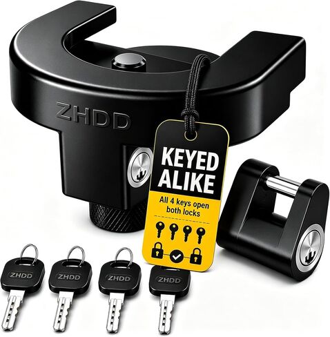 2 Inch Trailer Hitch Lock Kit,Heavy Duty Anti-Theft Trailer Tongue Reinforced Solid Steel Tow Coupler Locks Set for RV,Camper,Boat,Caravan in Kuwait