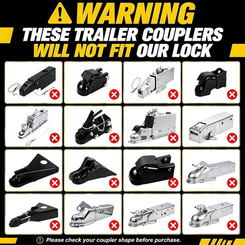 2 Inch Trailer Hitch Lock Kit,Heavy Duty Anti-Theft Trailer Tongue Reinforced Solid Steel Tow Coupler Locks Set for RV,Camper,Boat,Caravan in Kuwait