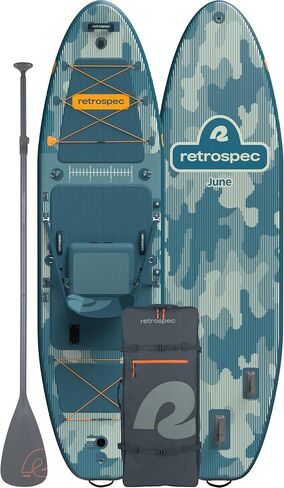 Retrospec June Inflatable Fishing Paddle Board 11’6" with Removable Seat – Puncture-Resistant Paddle Board for Fishing with Rod Holders, Non-Slip Deck Pad & Accessories in Saudi Arabia