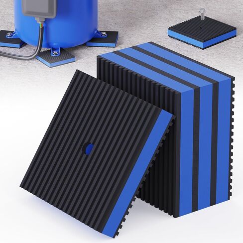 Anti Vibration Pads, 4"× 4"×7/8" Vibration Isolator Pads, Mechanical Vibration Damping Pads, Heavy Duty Rubber Isolation Pads, 3/8"Pre-Drill Hole Vibration Isolator Pad for Air Compressor | air compressor vibration pads, strong vibration damping effect in Kuwait