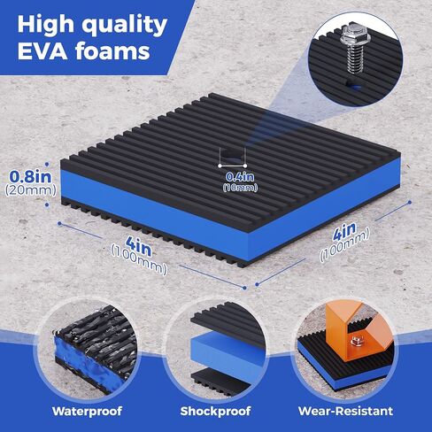Anti Vibration Pads, 4"× 4"×7/8" Vibration Isolator Pads, Mechanical Vibration Damping Pads, Heavy Duty Rubber Isolation Pads, 3/8"Pre-Drill Hole Vibration Isolator Pad for Air Compressor | air compressor vibration pads, strong vibration damping effect in Kuwait