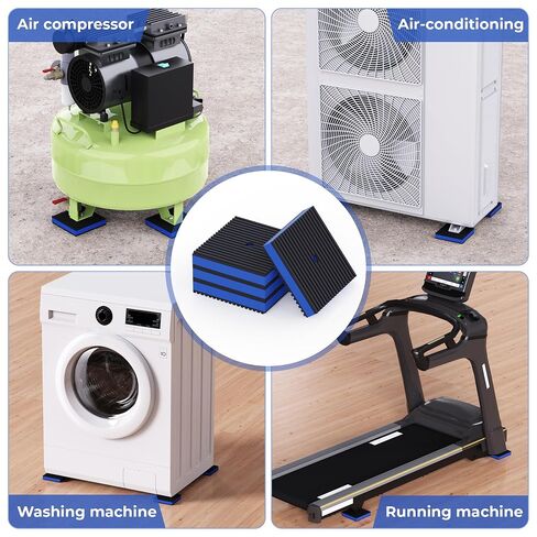 Anti Vibration Pads, 4"× 4"×7/8" Vibration Isolator Pads, Mechanical Vibration Damping Pads, Heavy Duty Rubber Isolation Pads, 3/8"Pre-Drill Hole Vibration Isolator Pad for Air Compressor | air compressor vibration pads, strong vibration damping effect in Kuwait