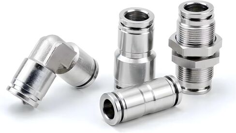 Pneumatic Hose Fitting 304 Stainless Steel PU PV PE Tube Connector OD 4 6 8 10 12mm Pipe Fittings 1Pcs(PE,OD 14 mm) in Kuwait