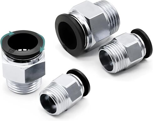 Pneumatic Air Connector Fitting PD 4mm 6mm 8/10mm Thread 1/8 1/4 3/8 1/2 Black Plastic Hose Fittings 1Pcs(12-04 (12mm-1l2)) in Kuwait