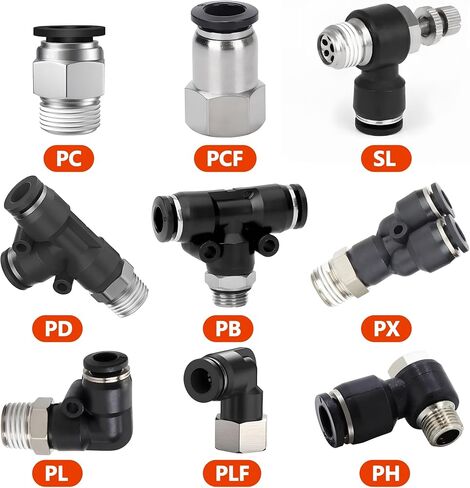 Pneumatic Air Connector Fitting PD 4mm 6mm 8/10mm Thread 1/8 1/4 3/8 1/2 Black Plastic Hose Fittings 1Pcs(12-04 (12mm-1l2)) in Kuwait