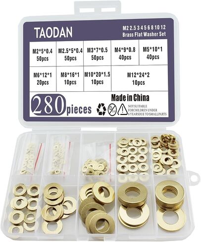 TAODAN 280 قطعة M2-M12 مجموعة غسالة مسطحة نحاسية لمعدات المكاتب/الصيانة الميكانيكية سفينة تجميع الأثاث السحابات in Kuwait