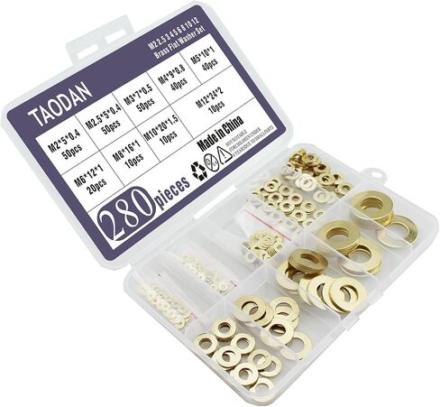 TAODAN 280 قطعة M2-M12 مجموعة غسالة مسطحة نحاسية لمعدات المكاتب/الصيانة الميكانيكية سفينة تجميع الأثاث السحابات in Kuwait
