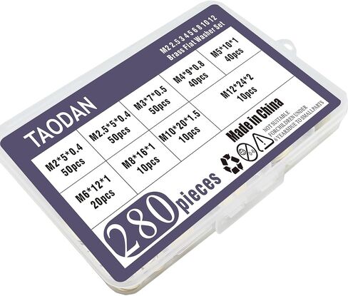 TAODAN 280 قطعة M2-M12 مجموعة غسالة مسطحة نحاسية لمعدات المكاتب/الصيانة الميكانيكية سفينة تجميع الأثاث السحابات in Kuwait