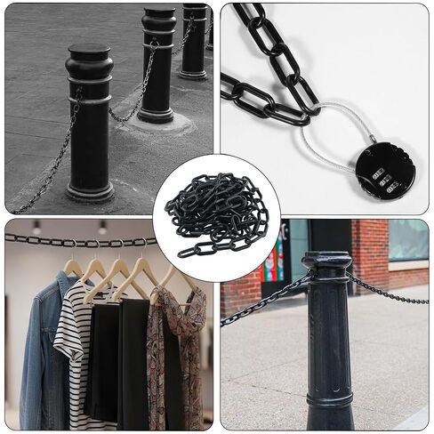 Plastic Safety Chain 10 Feet Interlocking Links Mounts to Post Fencing for Fencing Crowd Control Queue Management Parking Lots and Entrances Black in Kuwait