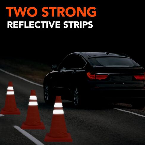 [5 Pack]18 Inch Collapsible Traffic Safety Cones with Storage Bag- Parking Cones with Reflective Collars for Road Safety, Orange Safety Cones for Parking lot, Driveway, Driving Training in Kuwait