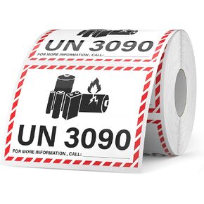 600 Pcs UN3090 Lithium Battery Shipping Labels 4.25×3.25 Inches Lithium Battery Warning Safety Stickers for Shipping in Kuwait