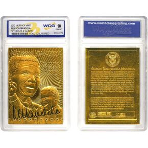Nelson Mandela Father of a Nation South Africa President 23K Gold Sculpted Signature Card - GEM-Mint 10 in Saudi Arabia