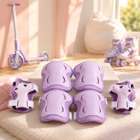 6pcs Kids Protective Gear Set, Knee & Elbow Pads with Wrist Guards for 2-5 Years, Impact Resistant Gear for Skateboard, Cycling, Scooter, Skating - CPSIA Certified (Lavender Purple) in Saudi Arabia