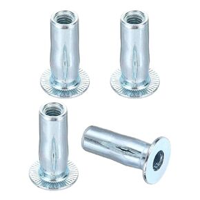 10 Pcs Multi Grip Rivet Nuts M5x22, Pre-Bulbed Shank Flat Head Threaded Insert Nuts Carbon Steel Zinc Plated for - Automotive Machine Equipment Mounting Use, Blue Toned Silver in Saudi Arabia