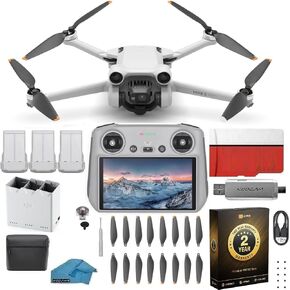 DJI Mini 3 Drone with DJI RC Remote (Built-In Screen), 4K Camera, 38-Min Flight Time, Fly More Combo Bundle with 128GB SD Card, USB 3.0 Reader & 2-Year Warranty in Kuwait