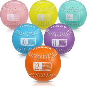 SYNGUCK Weighted Softballs Set of 4/6 - Training Softballs to Increase Pitching Speed, Arm Strength & Accuracy for Softball Players, Coaches & Athletes (6) in Saudi Arabia