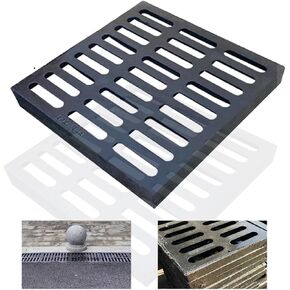 Heavy Duty Ductile Cast Iron Drain Grate - 6613 Lbs Load Capacity, B Class Outdoor Sewer Grate, Durable Metal Trench Drain Cover for Driveway & Garage (27.6" x 27.6" x 1.2") in Kuwait