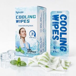 icepac Cooling Body Wipes for Sweat, 10 Packs Individually Wrapped XL 25x70cm Alcohol-Free Face & Body Cooling Wipe for Gym Workout, Travel, Outdoor Sports, Portable Wet Wipes in Saudi Arabia