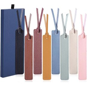 8Pcs Leather Bookmark, Classic Stitched Book Mark with Leather Rope Page Markers Stocking Stuffers Reading Gifts for Reading Men Women School Students in Kuwait