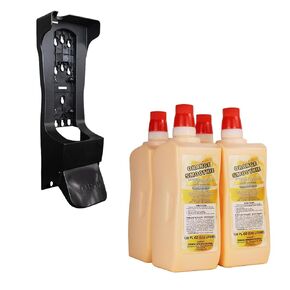 Zenex Orange Smoothie Hand Soap & Push-Style Dispenser Bundle - 4-Pack 3.55L Industrial Hand Cleaner & Wall Mounted Dispenser | Moisturizing | Remove Grease & Grime | Easy Install in Kuwait