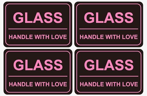 2"x3" 200 PCS Black Glass Sticker Fragile Stickers for Shipping in Kuwait