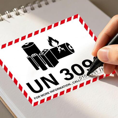 600 قطعة UN3090 ملصقات شحن بطارية ليثيوم 4.25 × 3.25 بوصة ملصقات أمان تحذيرية لبطارية الليثيوم للشحن in Kuwait
