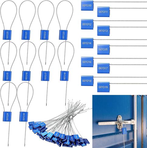 50 Pack Numbered Security Cable Seals Lock Steel Tight Seal Tamper Seal Metal Cable Seals with Aluminum Body ISO 17712 Certified for Shipping Container Trailer Truck Cargo in Kuwait