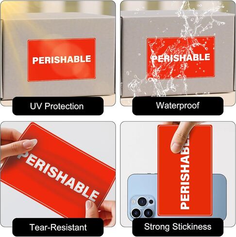 5" x 3" Perishable Warning Labels 500 PCS Waterproof Vinyl Stickers Food Packaging Shipping Adhesive Stickers Tear Resistant Label in Kuwait