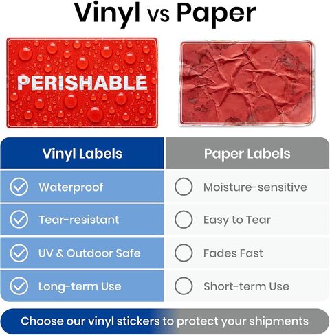 5" x 3" Perishable Warning Labels 500 PCS Waterproof Vinyl Stickers Food Packaging Shipping Adhesive Stickers Tear Resistant Label in Kuwait