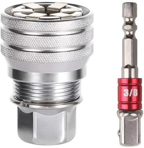 Limera 10-19mm Universal Socket Adapter, 3/8" Hex Shank Fastener Bit | Adjustable Socket Wrench, Multi-Function CR-V Steel, Nut Bolt Extractor Tool, For Power Drill, Auto Repair, Home Maintenance in Kuwait