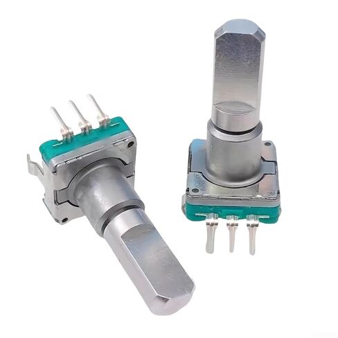 مفتاح تشفير دوار Minhe EC11E15244G1 - 30 موضعًا، 15 نبضة لكل دورة، زر ضغط مدمج (سفر 0.5 مم)، حامل رأسي، هيكل من البلاستيك المعدني، -40 درجة مئوية إلى +85 درجة مئوية (طول المقبض 15 مم) in Kuwait