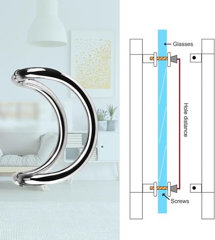Modern Gold C Shape Glass Door Pull Handle - Stylish Stainless Steel Entrance & Bathroom Handle Bar with Easy Installation for Commercial Use Gold in Kuwait