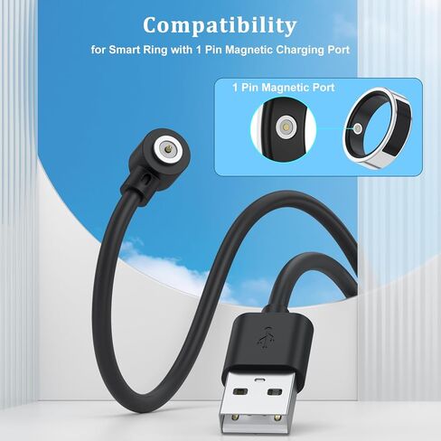 Meliya 2 Pack for Smart Ring Charger Cable, Replacement Magnetic Charger Cord for R02 R09 R18 R03 R06 R08 R10 R11 R11M SR11M R12 BJ02 SRC01 SRC10 SR08 SR09 SR10 SR11 Smart Ring in Kuwait