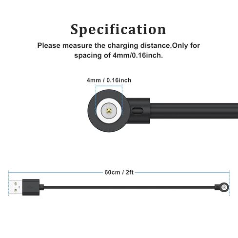 Meliya 2 Pack for Smart Ring Charger Cable, Replacement Magnetic Charger Cord for R02 R09 R18 R03 R06 R08 R10 R11 R11M SR11M R12 BJ02 SRC01 SRC10 SR08 SR09 SR10 SR11 Smart Ring in Kuwait