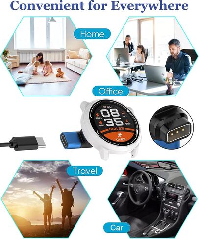 شاحن محمول لساعة Coros Pace 3/Pace 2/Apex 2/Vertix الذكية، محول كابل شحن USB C إلى ساعة Coros (عبوتان) in Kuwait