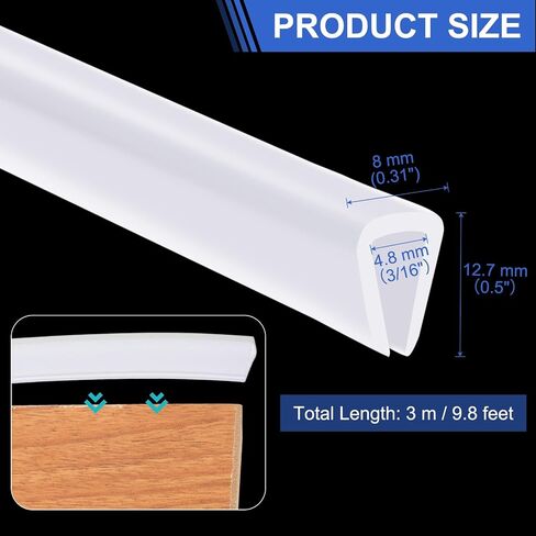 YOKIVE Clear Rubber U Channel Edge Trim, Silicone Door Seal Strip 3/16" Slot Fit for 5/32"-7/32" Edge | Metal Edge Guard Protector Great for Plywood, Glass, Sheet Metal (10-Feet) in Kuwait