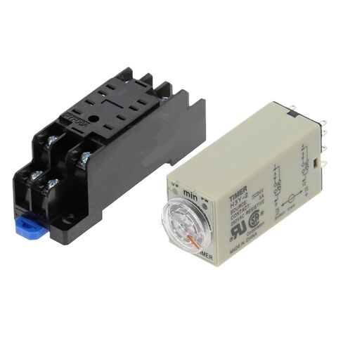 مرحلات H3Y-2 AC/DC 36V مع مقبس أساسي، مقبض دوار لتأخير التشغيل DPDT 1S/5S/10S/30S/60S/3M/5M/10M/30M مؤقت توقيت التتابع (الجهد DC 36V، 0-30 ثانية) in Kuwait
