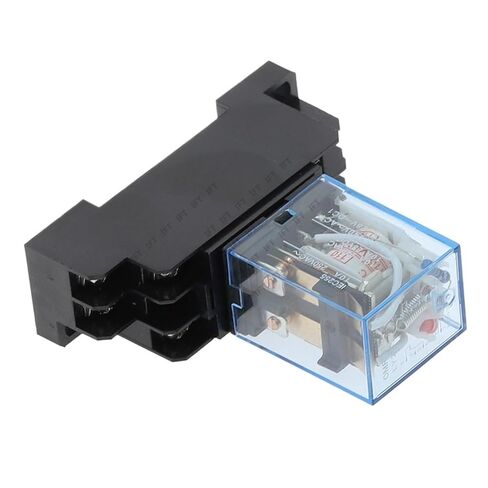 10 مجموعات LY2NJ 12VDC 24VDC 110VAC 220VAC ملف الطاقة مرحل صغير 8 دبابيس DPDT 10A LY2N-J HH62P JQX-13F مع قاعدة مقبس PTF08A (تيار مستمر 24 فولت) in Kuwait