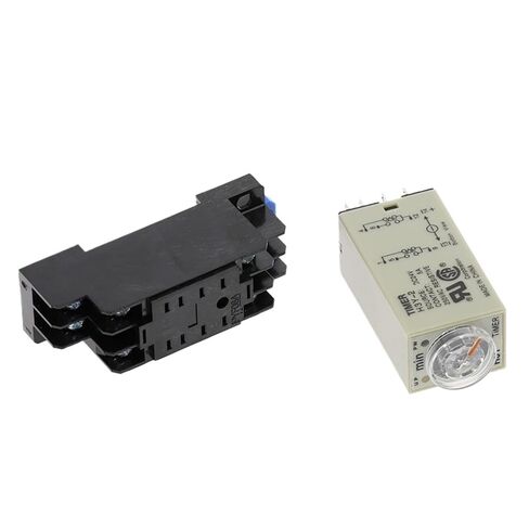 Power-on Delay Rotary Knob DPDT 1S/5S/10S/30S/60S/3M/5M/10M/30M Timer Timing Time Relay AC/DC 24V H3Y-2 with Base Socket PYF08A(Voltage DC 24V,0-5 Minute) in Kuwait