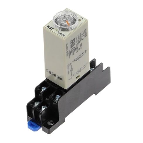 Power-on Delay Rotary Knob DPDT 1S/5S/10S/30S/60S/3M/5M/10M/30M Timer Timing Time Relay AC/DC 24V H3Y-2 with Base Socket PYF08A(Voltage DC 24V,0-30 Minute) in Kuwait