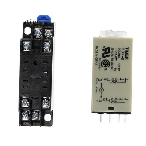 Power-on Delay Rotary Knob DPDT 1S/5S/10S/30S/60S/3M/5M/10M/30M Timer Timing Time Relay AC/DC 24V H3Y-2 with Base Socket PYF08A(Voltage DC 24V,0-30 Minute) in Kuwait